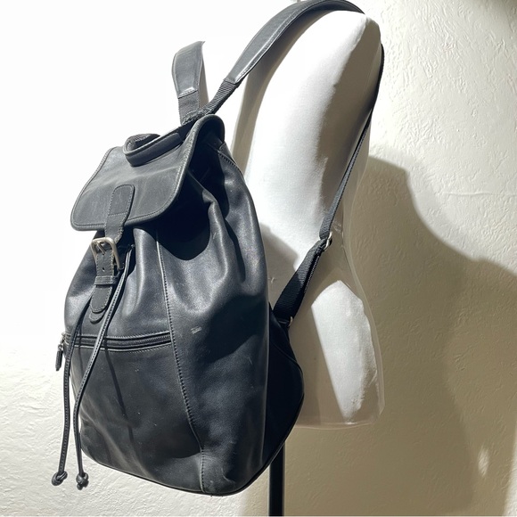 VTG COACH black leather XL BACKPACK 0529 - Picture 2 of 16